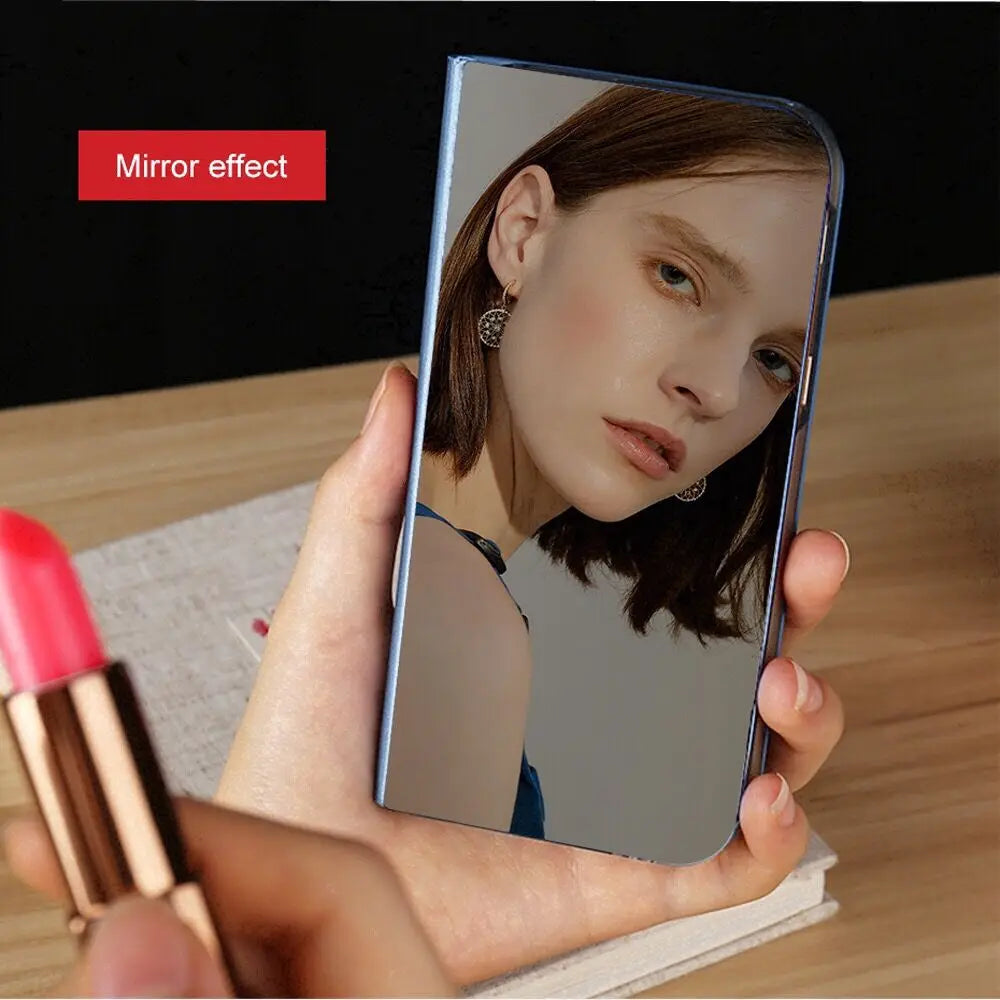 Smart Flip Case for Samsung Galaxy Z Fold – PU Leather Mirror Plating Kickstand Cover, Shockproof Funda for Fold 2/3/4/5/6 & W21/W22 5G