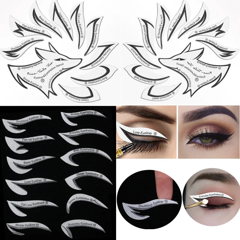 Eyebrow & Eyeshadow Makeup Stencil Set - Eye Makeup Template Tools for Eyeliner Shaping and Styling Guide