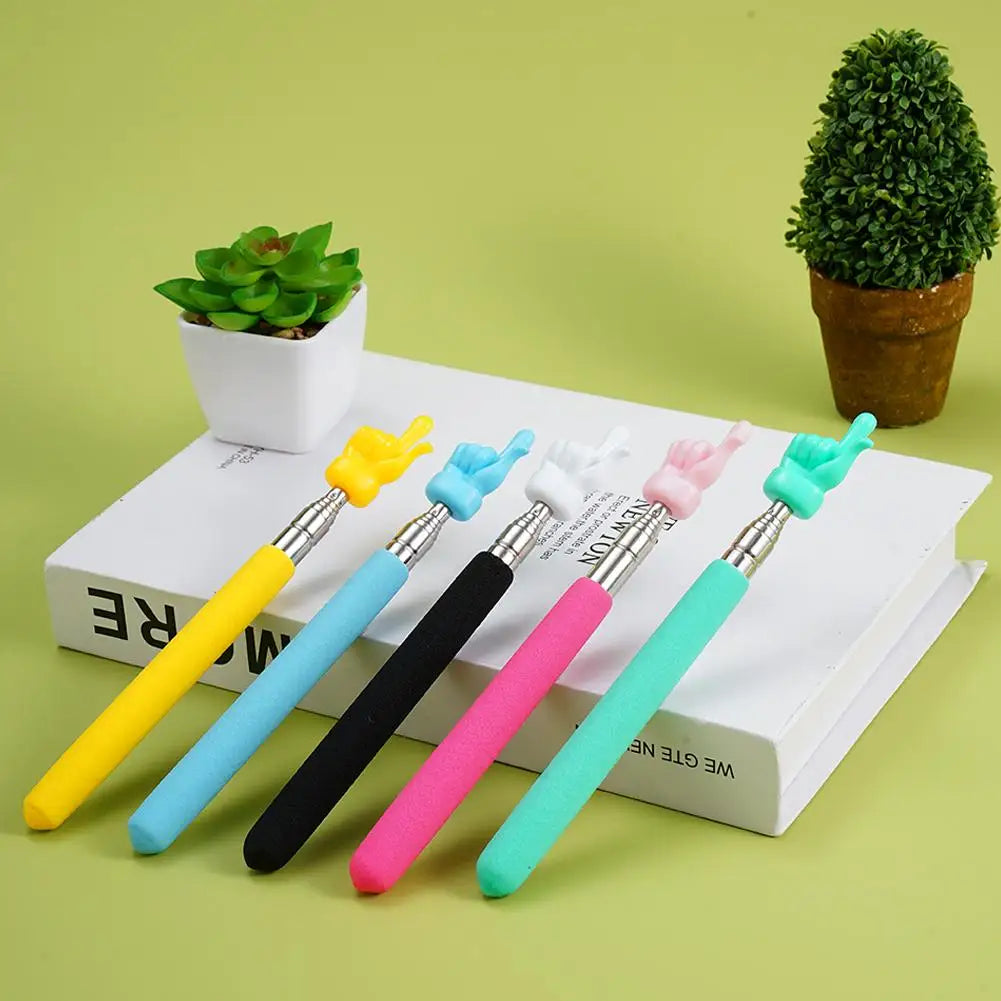 Retractable Teacher Pointer — Stainless Steel Telescopic Finger Design Stick for Classroom Teaching Supplies