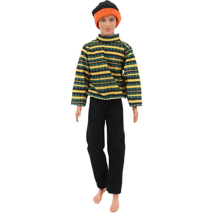 1/6 Boyfriend Doll Clothes Set — High-Quality Sparkling Top & Pants with Wool Hat for Ken Dolls