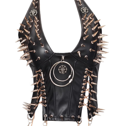 Y2K Gothic Spiked Tank Top - Punk Rock Emo Grunge Festival Style for Women
