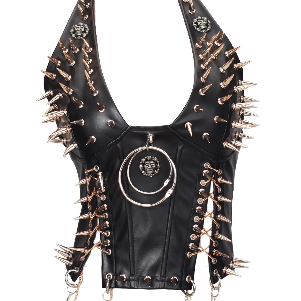 Y2K Gothic Spiked Tank Top - Punk Rock Emo Grunge Festival Style for Women
