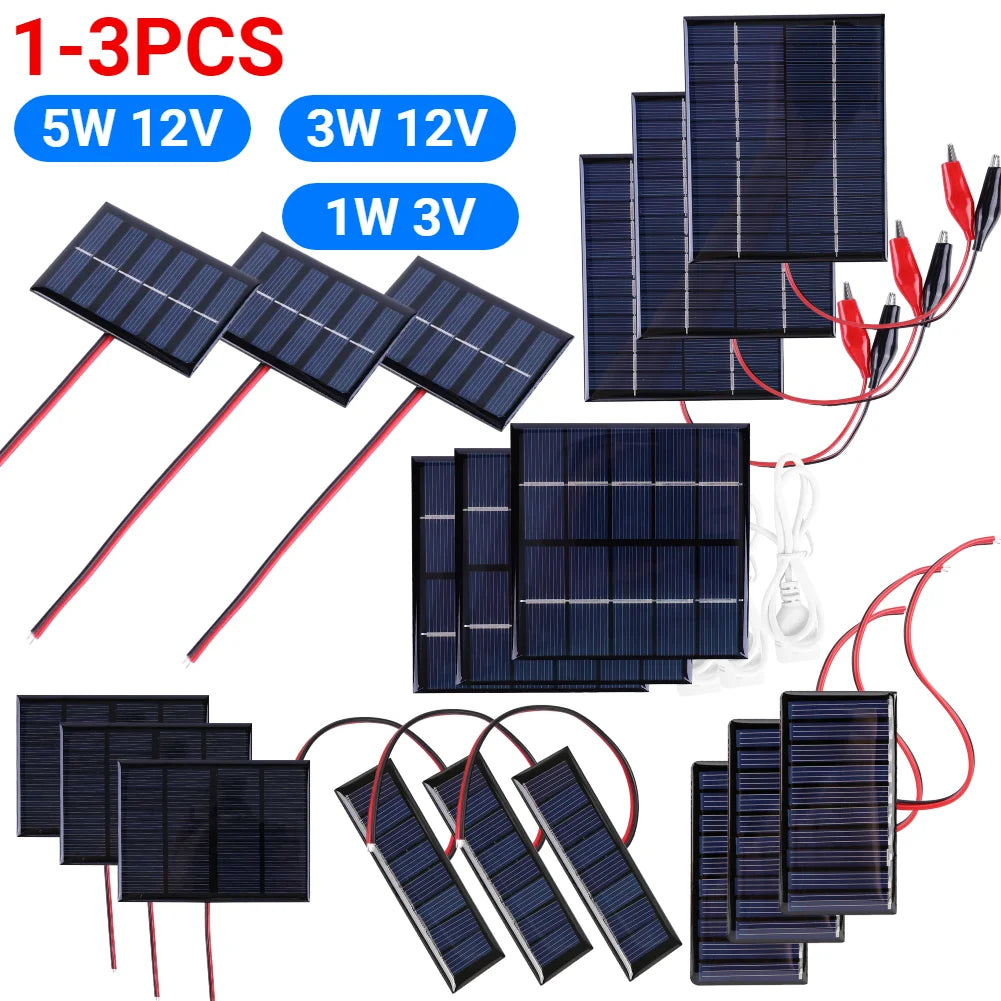 5W Mini Solar Panel 3V-12V - Polysilicon Solar Cell Module for Battery Charging, DIY Projects & Outdoor Devices