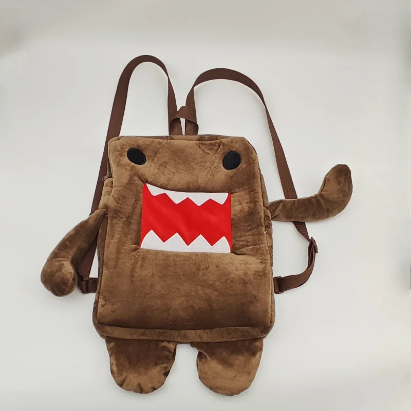 TreasuringU Domo Kun Plush Backpack – Cute Brown Stuffed Shoulder Bag for Women, Men & Kids