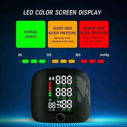 LED Rechargeable Wrist Blood Pressure Monitor – English, Russian, Portuguese, Spanish Voice Broadcast Tonometer
