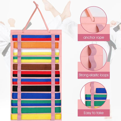 Portable Karate Belt Display Stand – Lightweight Taekwondo Belt Rack with Hanging Medal Holder
