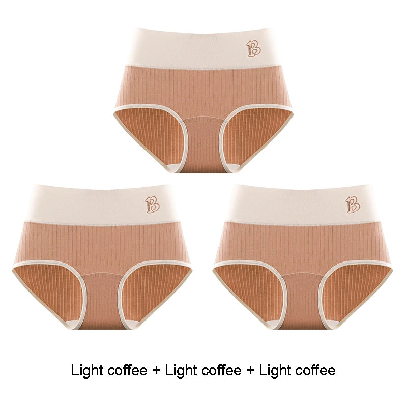 Women's Cotton Briefs - High-Waisted Belly Control Sports Panties Set for Women