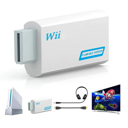 Wii to HDMI-Compatible Converter Adapter – 1080P Full HD with 3.5mm Audio for PC, HDTV & Monitor