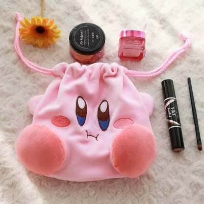 Star Kirby Cosplay Storage Bag – Cute Kawaii Drawstring Cosmetic & Coin Purse, Portable Cartoon Toy Gift