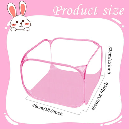 Portable Small Animal Playpen - Foldable Pet Cage with Transparent Mesh for Cats & Chickens