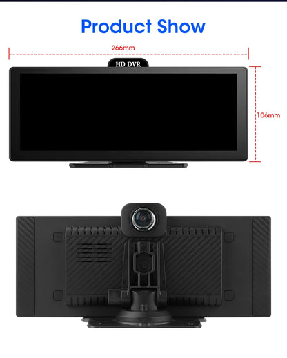 11.26-Inch 4K Dash Cam – Wireless CarPlay & Android Auto, Dual Lens DVR, Bluetooth Audio, GPS Navigation Video Recorder