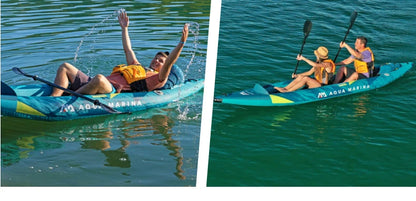 AQUA MARINA STEAM Inflatable Sport Kayak – 1-2 Person PVC Canoe Dinghy Raft with Pump, Seat & Drop Stitch Floor