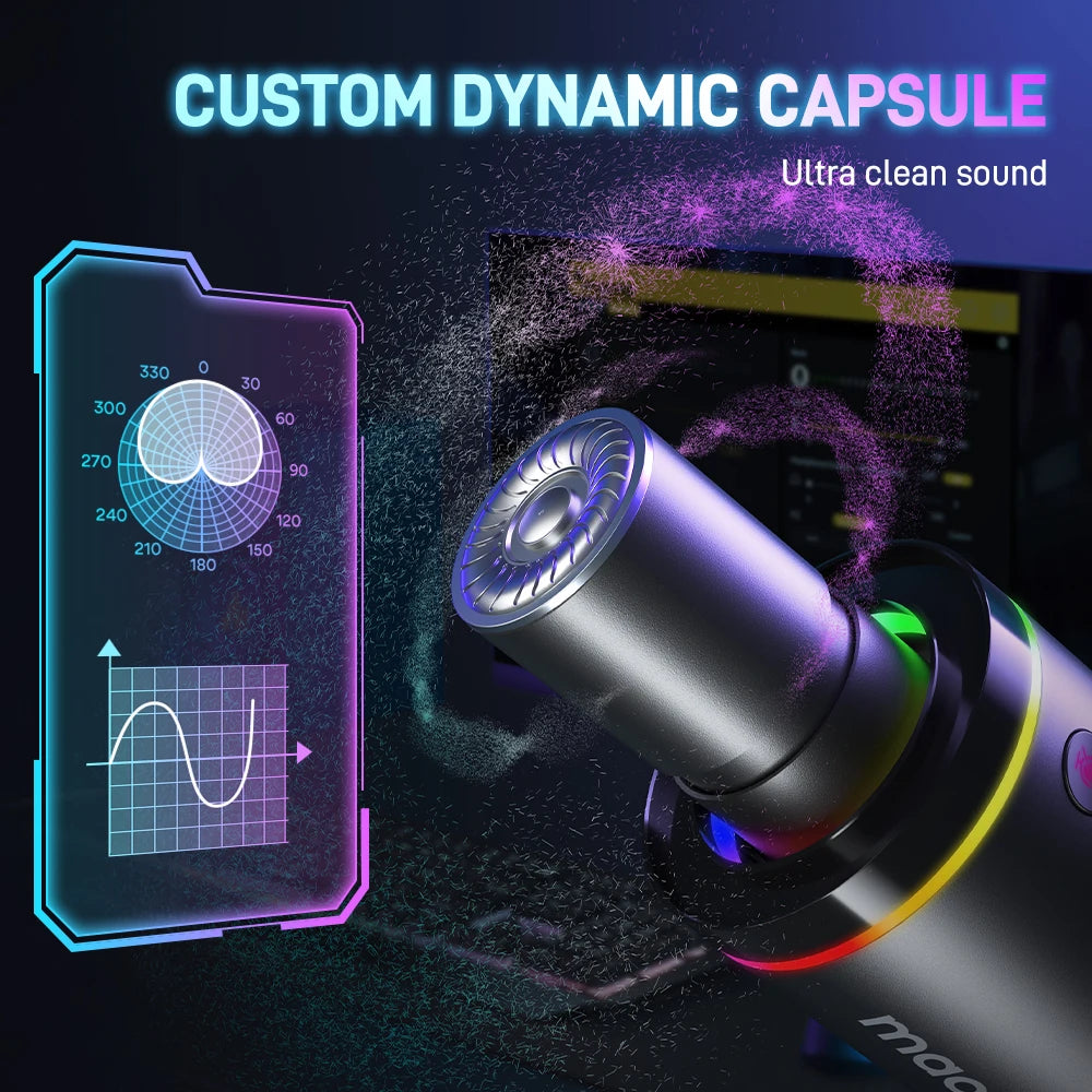 Maono PD200X XLR/USB Dynamic Microphone – Metal Gaming & Streaming Mic with Tap-to-Mute and Gain Control