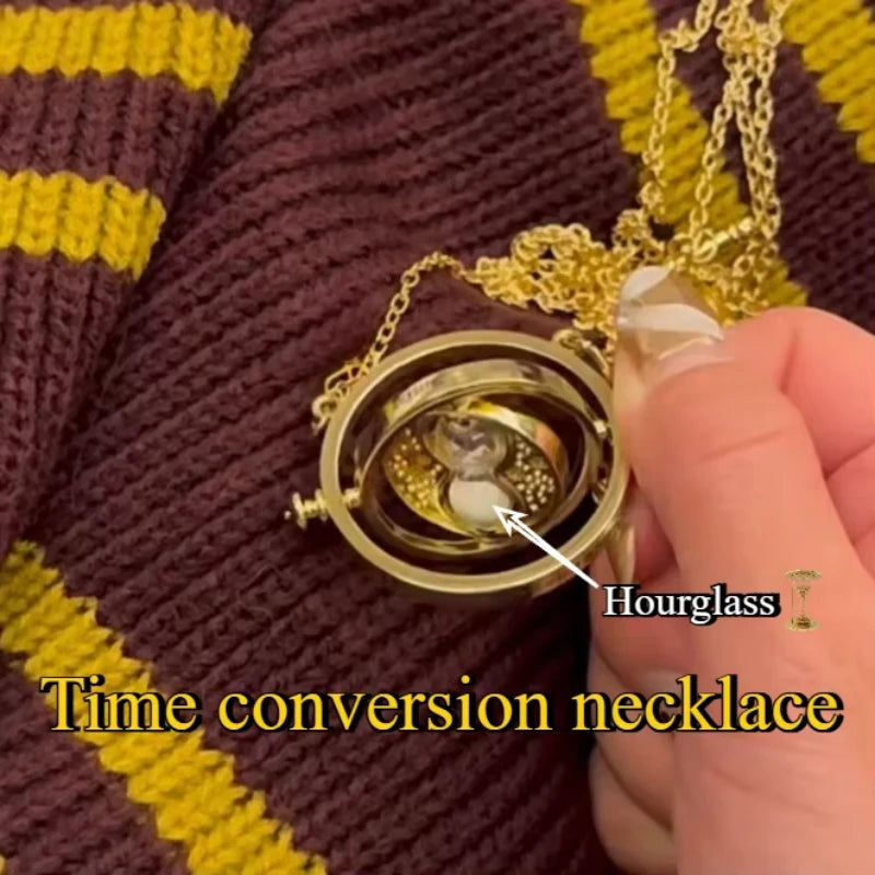 Harry Potter Time-Turner Hourglass Necklace - 360° Rotatable Cosplay Pendant and Unique Mother’s Day Gift