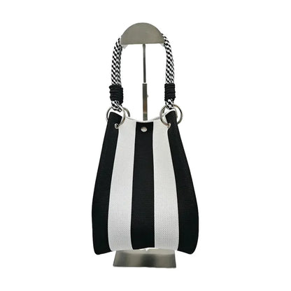 Colorful Stripe Bucket Handbag with Large Capacity, Rope Knot Design, Travel & Everyday Bag