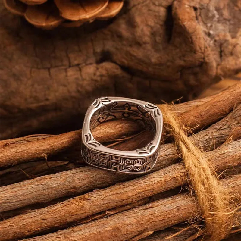 Irish Celtic Knot Square Ring – Vintage Men's Punk Hip Hop Fashion Jewelry Gift