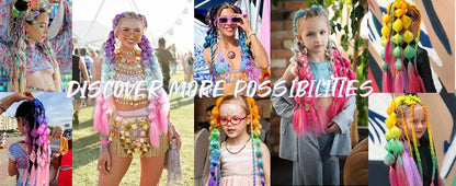 Colorful Bubble Braid Ponytail Extension – Long Lantern Braided Synthetic Hairpiece with Tie
