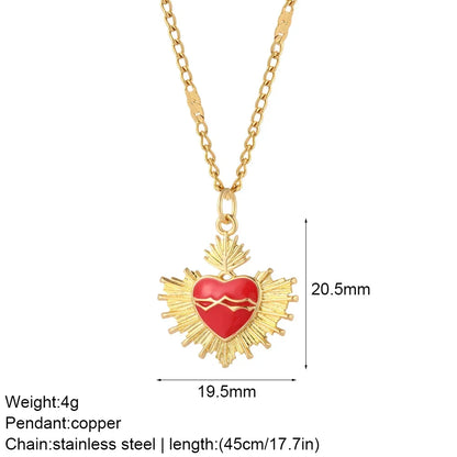 Heart Evil Blue Eye Sun Necklace – Cute Dog, Bee & Elephant Gold Pendant with Long Stainless Steel Chain for Women