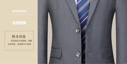 2023 Men’s Two-Button Wedding Suit — Korean Slim Fit Fashion Business Formal Two-Piece Set (Blazer + Trousers)
