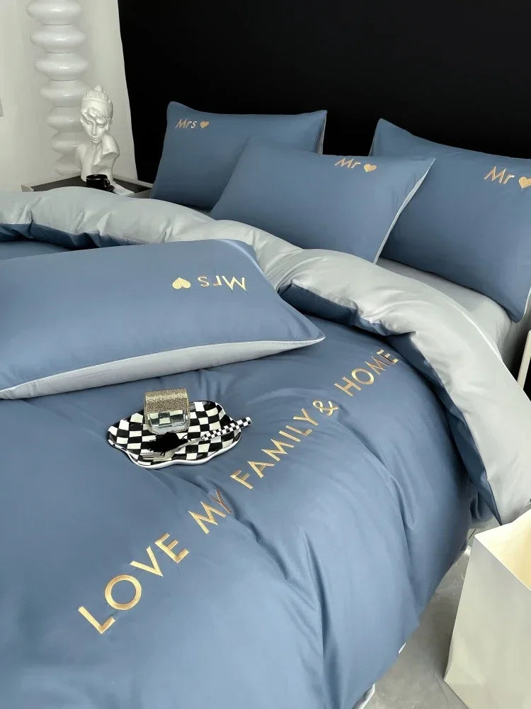 Nordic Luxury Egyptian Cotton Bedding Set - King, Queen, Double, Twin Size with Sheet, Duvet Cover & Pillowcases
