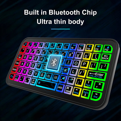 Mini Wireless Bluetooth 5.2 Keyboard – 5-Inch English Backlit Rechargeable Keyboard for PC & Android TV Box