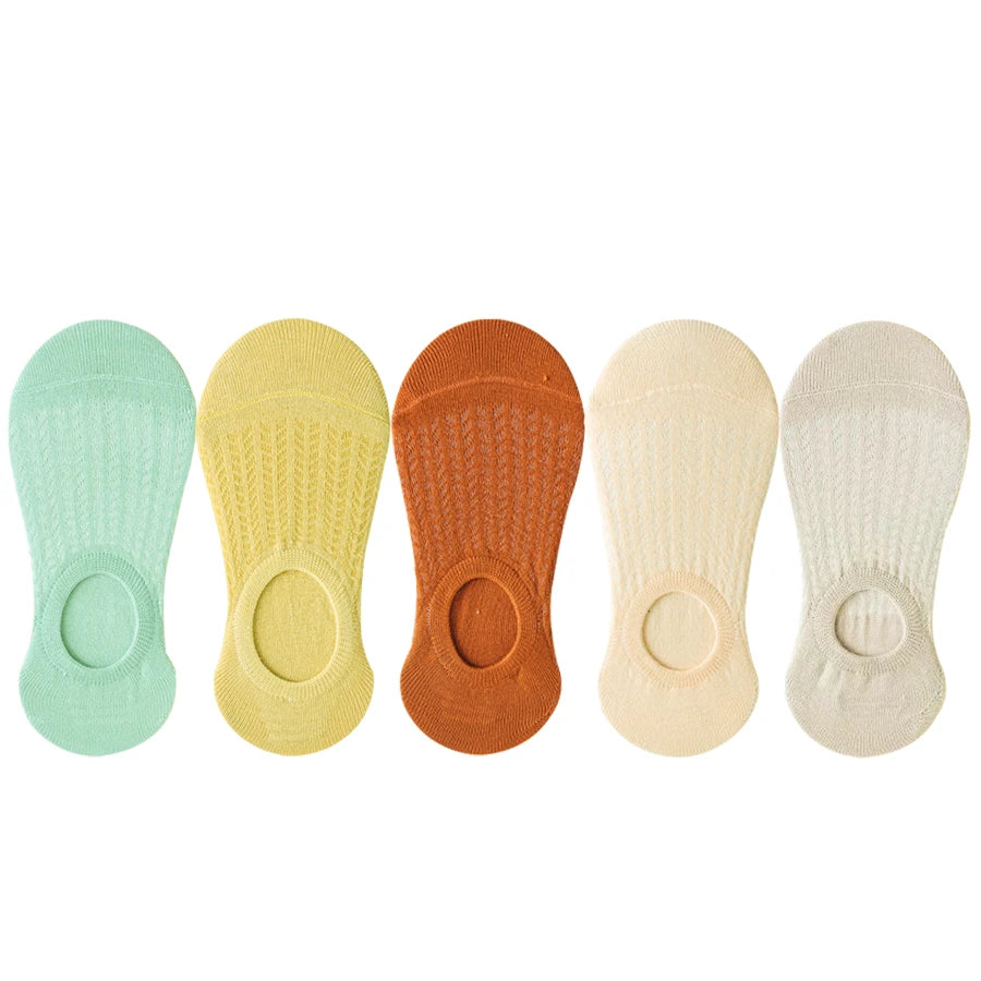 5 Pairs Women’s No-Show Socks – Summer Invisible Short Lace Boat Socks, Breathable Non-Slip Silicone Fashion Socks