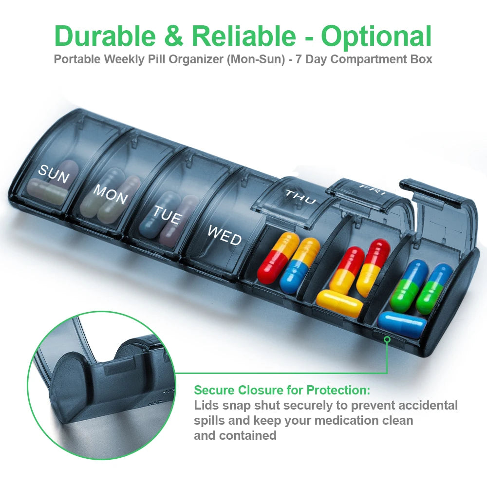 Weekly Pill Organizer - Extra-Large Medicine & Vitamin Planner Case for Travel and Daily Use