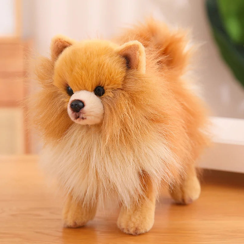 Realistic Pomeranian Plush Toy - Cute Soft Stuffed Puppy for Kids, Girls, Xmas Gifts & Home Decor
