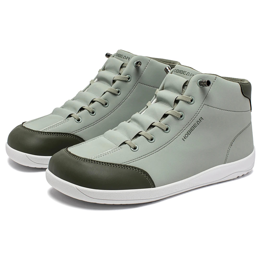 HOBIBEAR Mid-Top Barefoot Shoes — Wide-Toe Ankle Boots for Men & Women, Outdoor Non-Slip Artificial Leather Shoes
