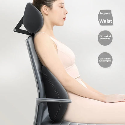 New Office Chair with Adjustable Headrest – Ergonomic Retractable Pillow & Waist Protection Cushion for Comfortable Rest