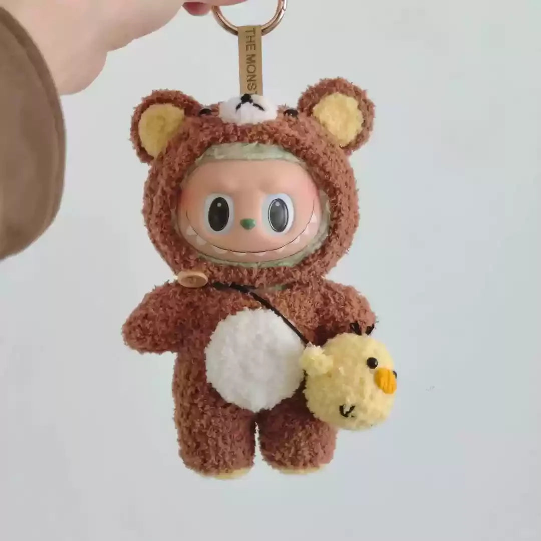Labubu 17cm Heartbeat Macaron Monkey Toy – Stand-Up Dress-Up Jacket & Pants Suit