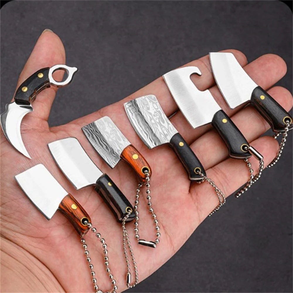 Mini Kitchen Knife Keychain - Portable Wine Bottle Opener & Paper Cutter EDC Fixed Key Chain Pendant for Women