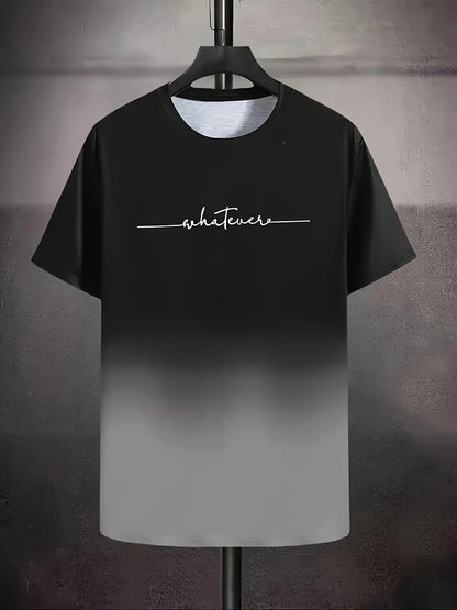 Men's Casual Crew Neck T-Shirt – Gradient Color Short Sleeve for Sports & Everyday Wear