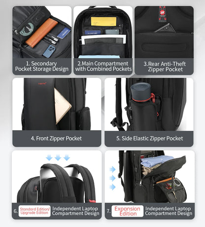 Lifetime Warranty Men’s Laptop Backpack – Anti-Theft Travel & School Bag for 14-17.3 Inch Laptops, Male Knapsack