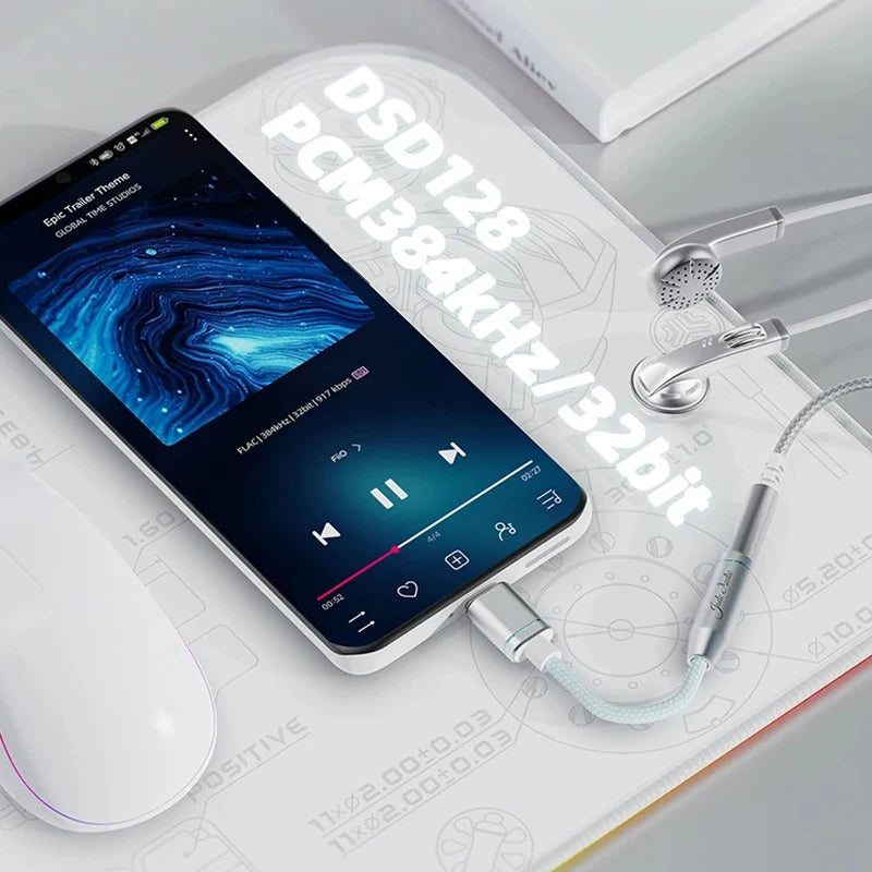 FIIO JadeAudio JA11 USB-C to 3.5mm Headphone Adapter — Hi-Res DAC Audio Cable for Phones