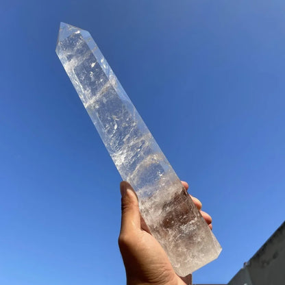 Clear Quartz Crystal Point - Natural Hexagonal Obelisk Stone Room Decor