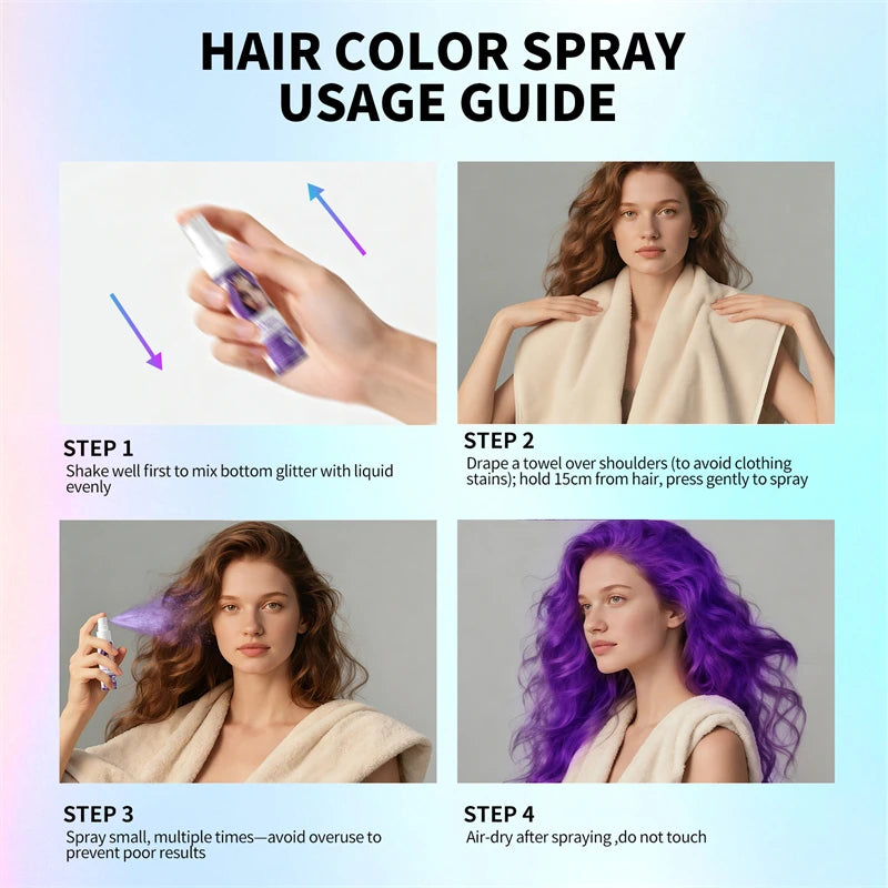 Temporary Hair Color Spray – 30ml DIY Hair Dye for Halloween, Parties & Instant Styling
