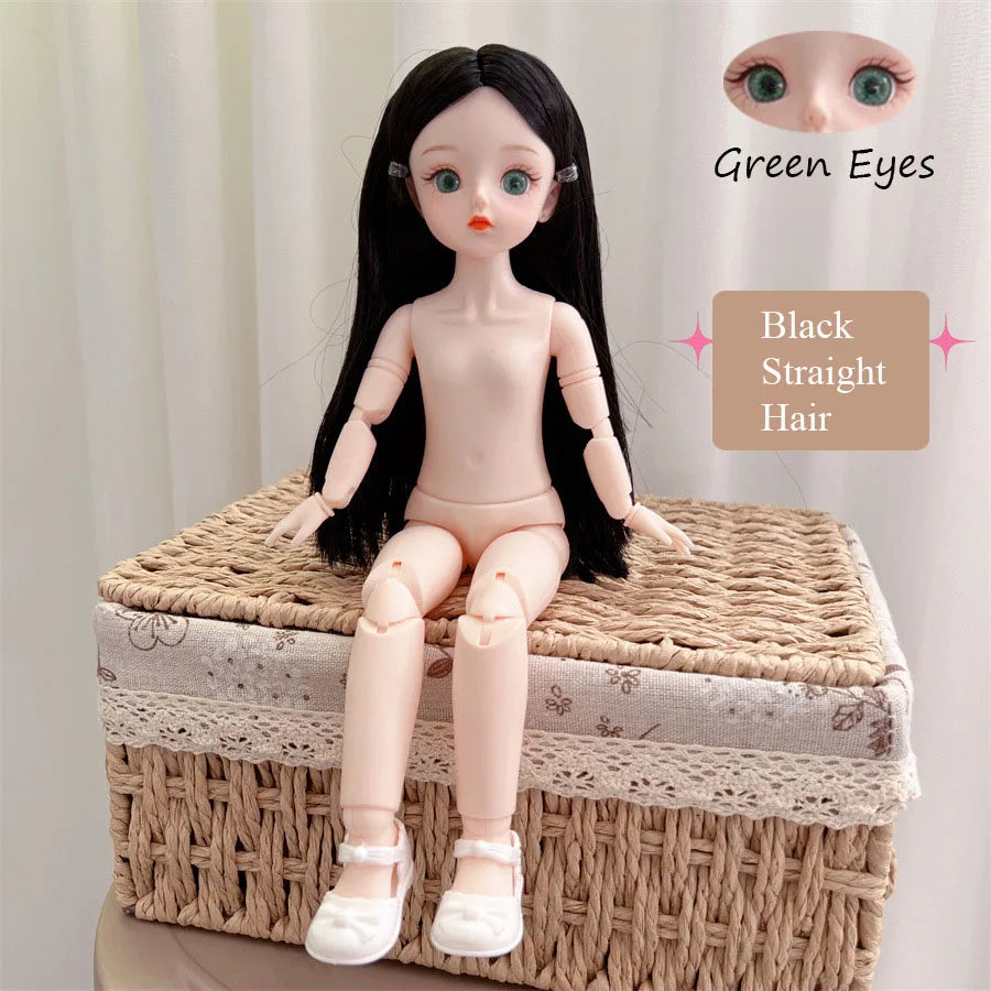 BJD 30cm Nude Doll – 1/6 Haploid Figure with Removable Joints & 3D Colorful Eyes, Birthday Gift for Girls