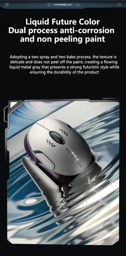 Inphic X2 Silent Bluetooth Mouse – Rechargeable Wireless Gaming & Office Mouse with Metal Base for Computer & Laptop