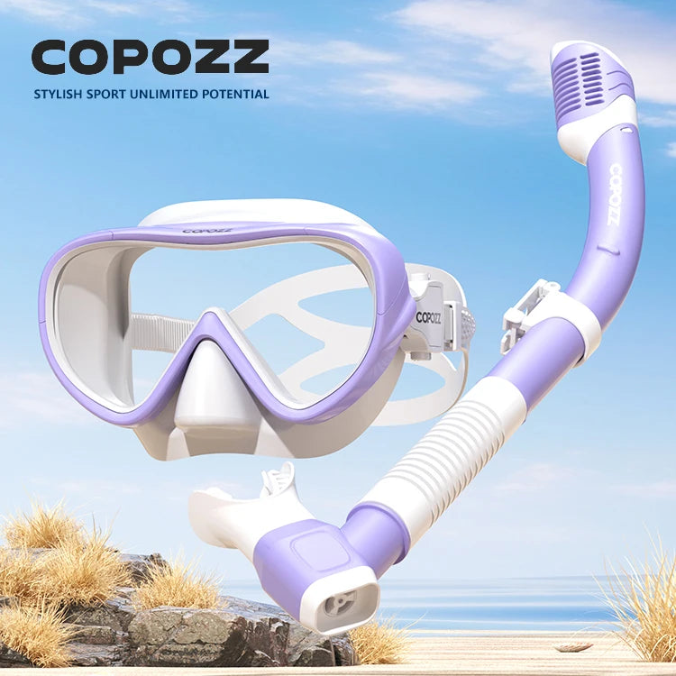 COPOZZ Full Vision Diving Mask - HD Anti-Fog Snorkeling Mask Set for Swimming & Underwater Diving