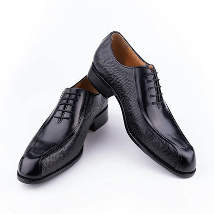 Men’s Genuine Leather Oxford Shoes - Handmade Lace-Up Formal Wedding and Party Dress Shoes