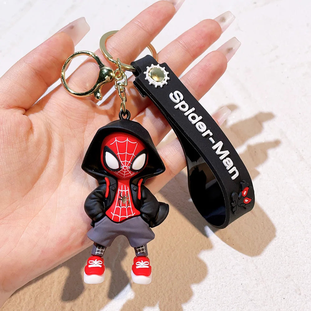 Marvel Spider-Man Action Figure Keychain — Cute Avengers Doll Widget with Iron Man & Captain America for Birthday Gifts