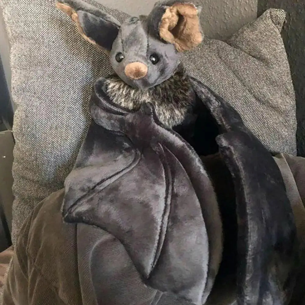Vivid Bat Plush Pillow - Realistic Foldable Wing Stuffed Doll, Soft Seat Cushion and Halloween Christmas Decor