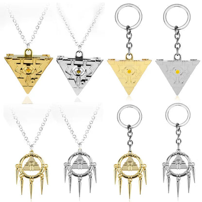 Yu-Gi-Oh! Yugi Muto Keychain - 3D Millennium Puzzle & Millennium Wheel Pendant
