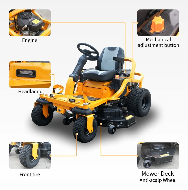 60-Inch Diesel Zero-Turn Lawn Mower - High-Speed Heavy-Duty Mower for Large Pastures & Lawns