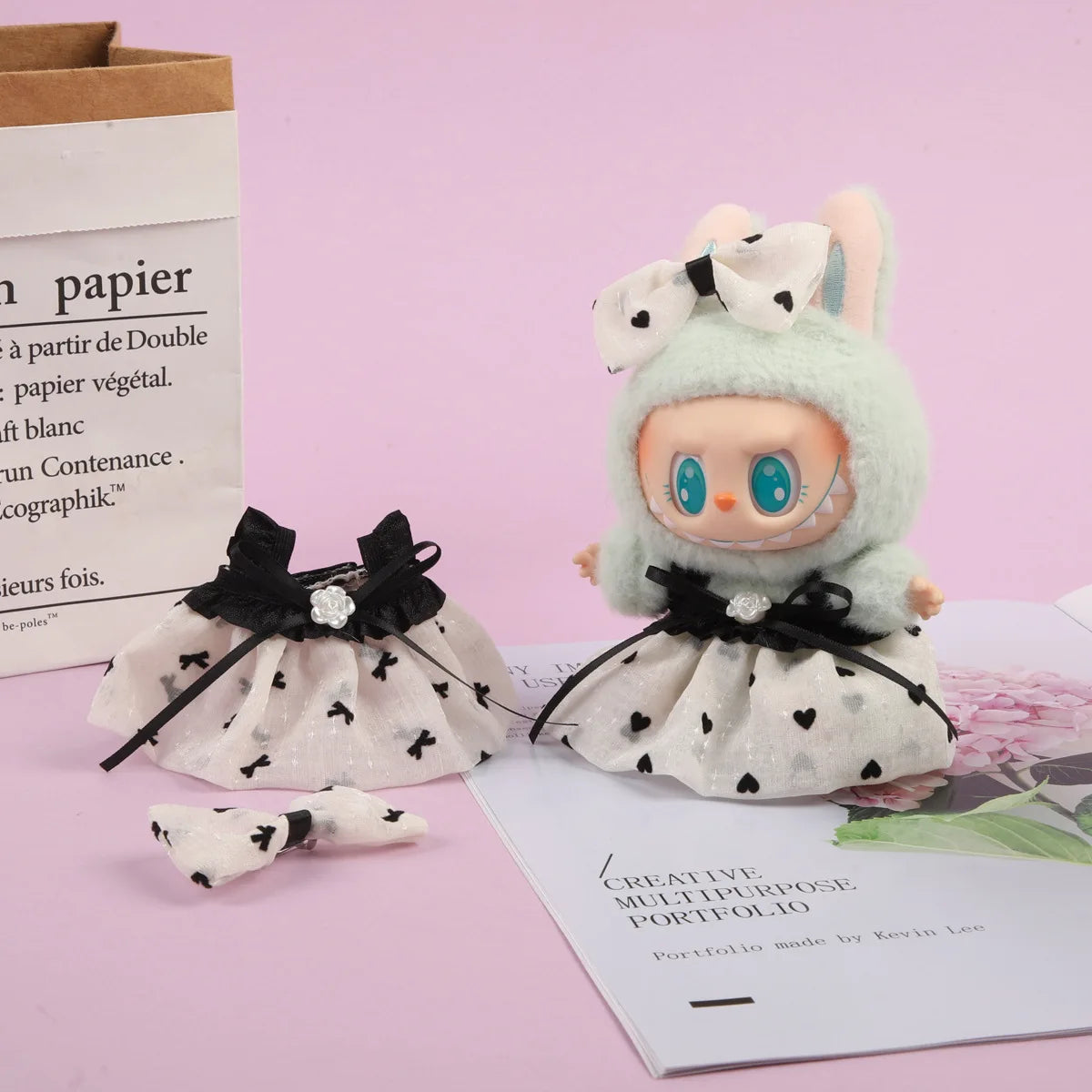 17cm Labubu Doll Clothes – Kpop EXO-Inspired Skirt & Sweater Outfit, V1 V2 Idol Clothing Gift