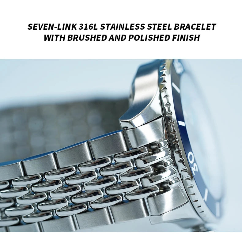 WM Welly Merck Automatic Mechanical Watch for Men — Sparkle Grain Gradient Dial, Ceramic Bezel, NH35, AR Coating, 100M WM212