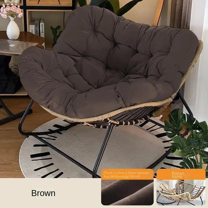 Modern Rattan Rocking Chair - Luxury Iron Frame Leisure Lounge Chair for Living Room, Balcony & Home Relaxation