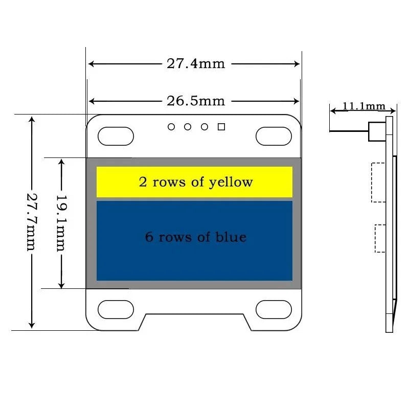 0.96 Inch OLED Display Module | SSD1306 I2C IIC SPI Serial 128x64 LCD for Arduino with Soldered Pin Headers