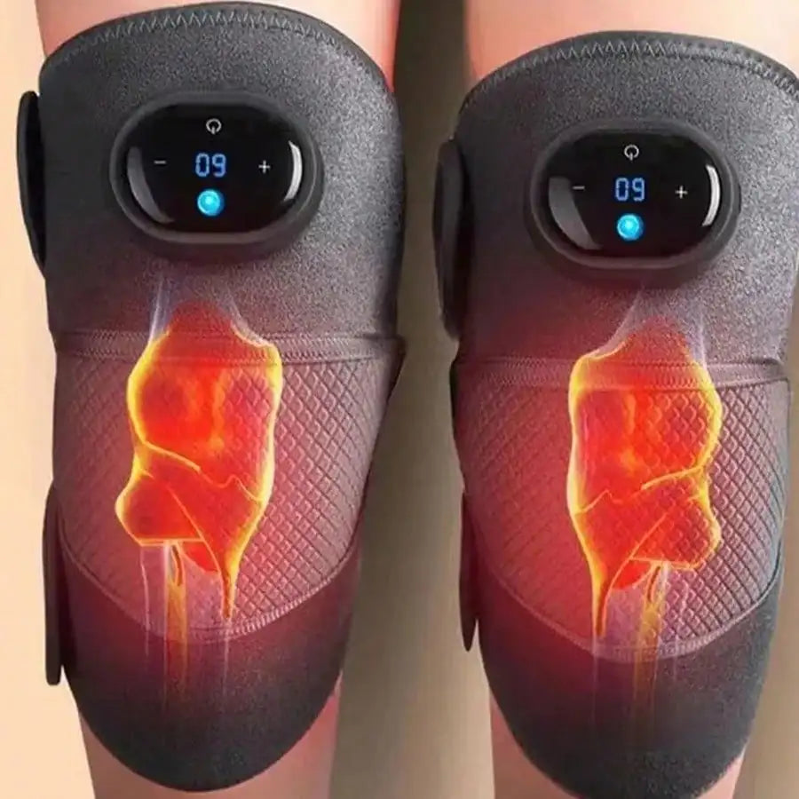 Heated Vibrating Knee Massage Pad - Rechargeable Adjustable Knee Warmer with LED Display